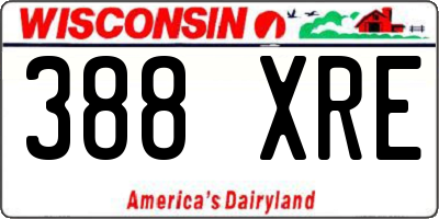 WI license plate 388XRE