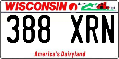WI license plate 388XRN