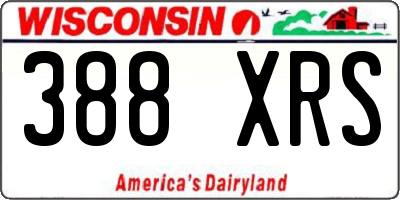 WI license plate 388XRS