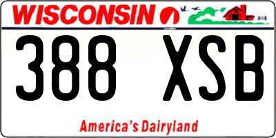 WI license plate 388XSB