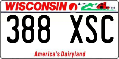 WI license plate 388XSC