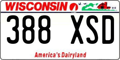 WI license plate 388XSD