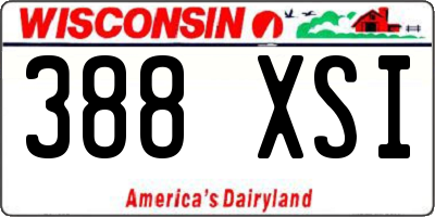 WI license plate 388XSI