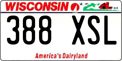 WI license plate 388XSL