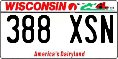 WI license plate 388XSN