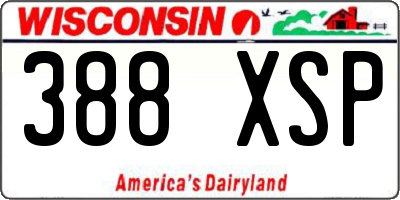 WI license plate 388XSP