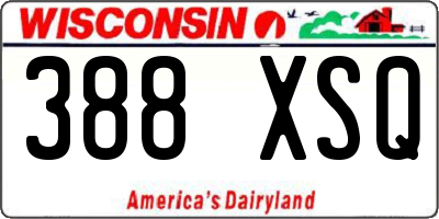 WI license plate 388XSQ