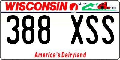 WI license plate 388XSS