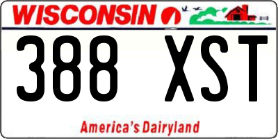 WI license plate 388XST