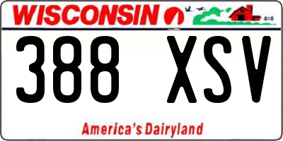 WI license plate 388XSV
