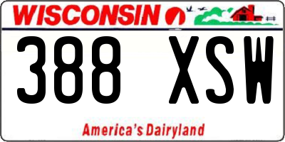 WI license plate 388XSW
