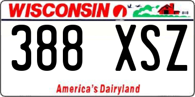 WI license plate 388XSZ