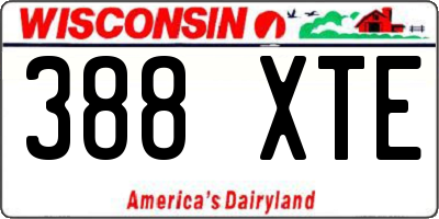WI license plate 388XTE