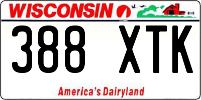 WI license plate 388XTK