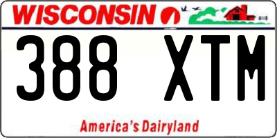 WI license plate 388XTM