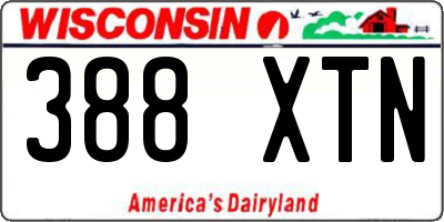 WI license plate 388XTN