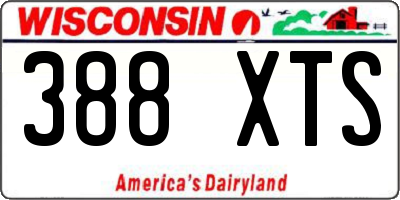 WI license plate 388XTS