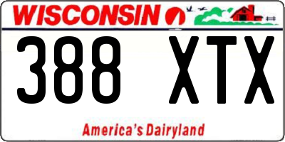 WI license plate 388XTX