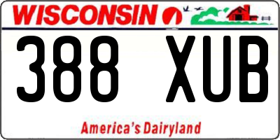 WI license plate 388XUB
