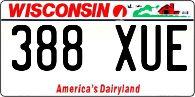 WI license plate 388XUE