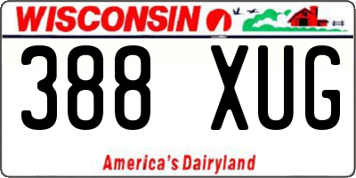 WI license plate 388XUG