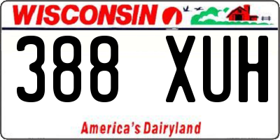 WI license plate 388XUH