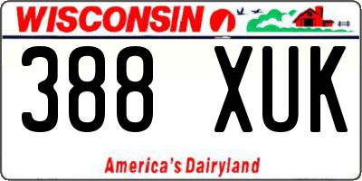 WI license plate 388XUK