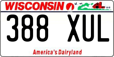 WI license plate 388XUL