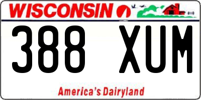 WI license plate 388XUM