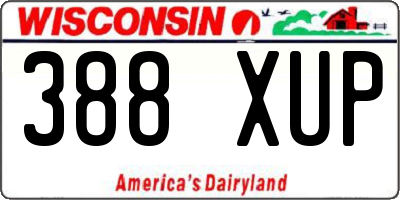WI license plate 388XUP