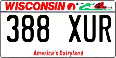 WI license plate 388XUR