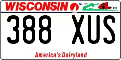 WI license plate 388XUS