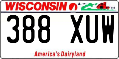 WI license plate 388XUW