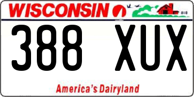 WI license plate 388XUX
