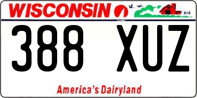WI license plate 388XUZ