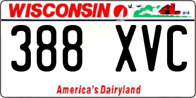 WI license plate 388XVC