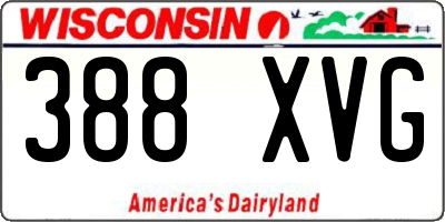 WI license plate 388XVG