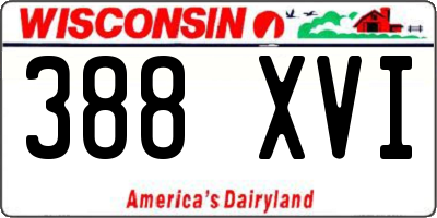 WI license plate 388XVI