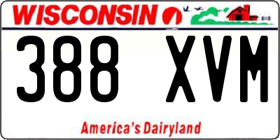 WI license plate 388XVM