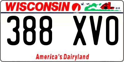 WI license plate 388XVO