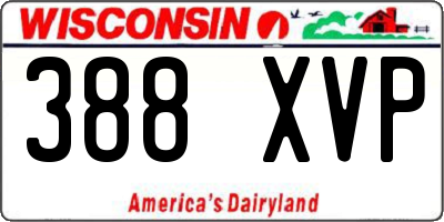 WI license plate 388XVP