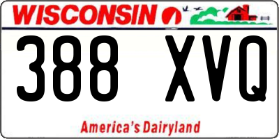 WI license plate 388XVQ