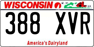WI license plate 388XVR