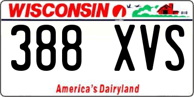 WI license plate 388XVS