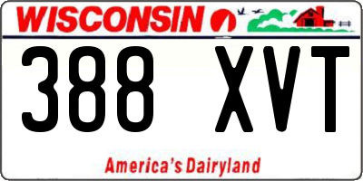 WI license plate 388XVT