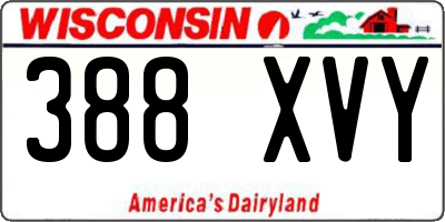 WI license plate 388XVY