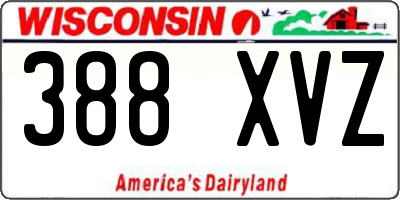 WI license plate 388XVZ