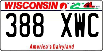 WI license plate 388XWC