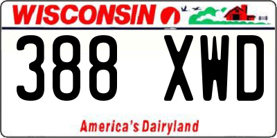 WI license plate 388XWD