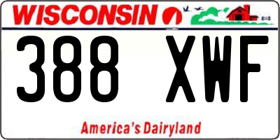 WI license plate 388XWF